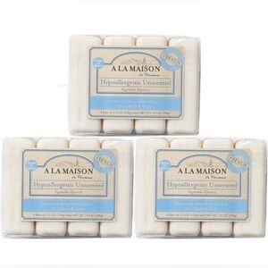 A La Maison Hypoallergenic Unscented triple French Milled Soap 12 total